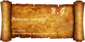 Maksay Gergő névjegykártya